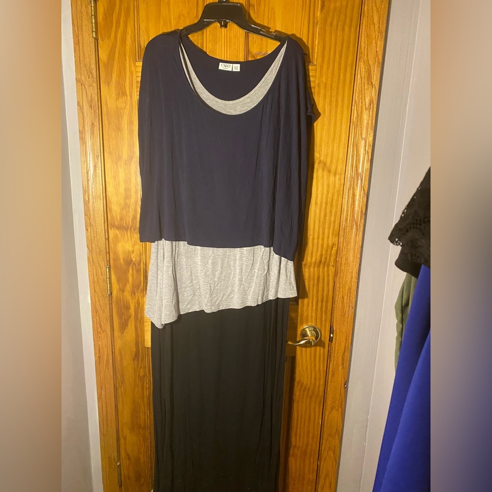 Three tier color block Maxi Dress